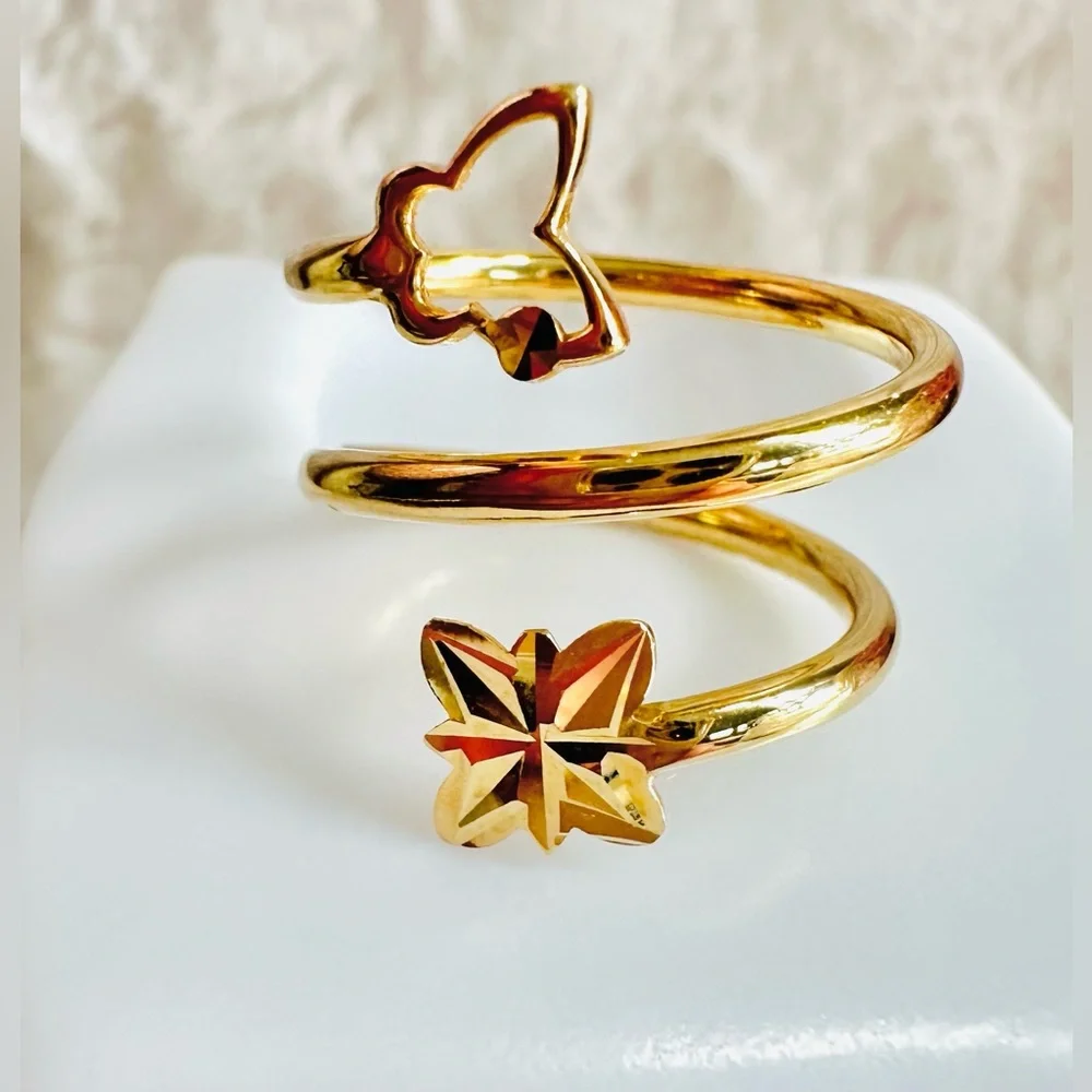 Spiral Ring with Butterfly  💛 Real 18 Karat Solid Gold Jewelry 💛 - Picture 9 of 10
